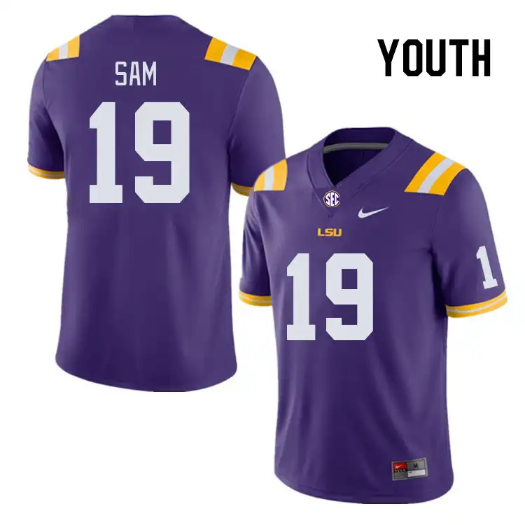 Youth LSU Tigers Andre Sam #19 Purple NCAA Football Jersey